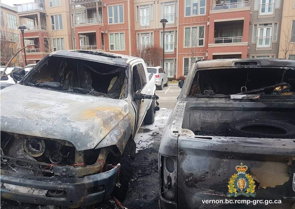Firefighters were called to the Strand Lakeside Resort, where three vehicles were on fire around 5:30 a.m. Saturday.