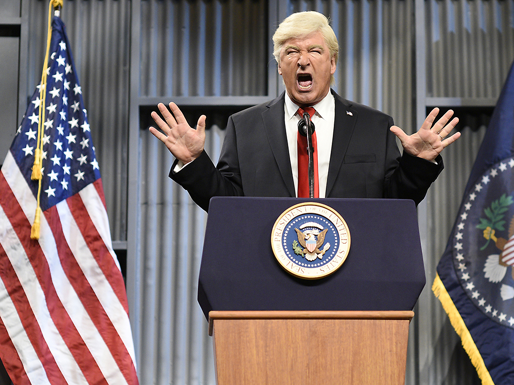 Alec Baldwin as President Donald J. Trump during the 'Trucker Rally Cold Open' on Saturday, October 14, 2017.