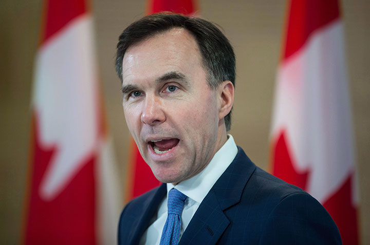 Finance Minister Bill Morneau speaks in Vancouver, B.C., on Tuesday March 6, 2018. 