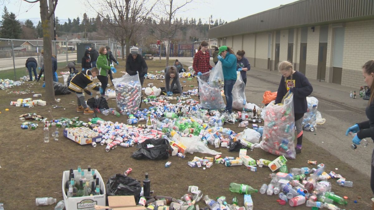 Bottle drive at Spring Valley Elementary school in Kelowna.