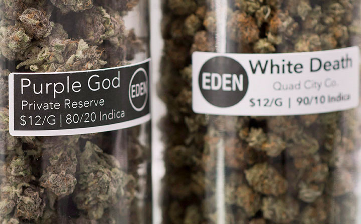 Marijuana products are pictured at Eden Medicinal Society in Vancouver, Thursday, Jan. 30, 2018.