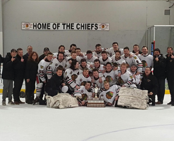 Lakefield Chiefs win Orr Division trophy defeating the Port Perry Mojacks 5-1 on Tuesday, March 13, 2018.