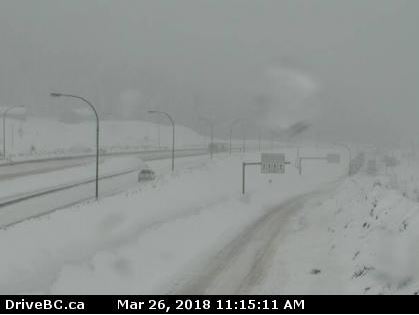 Environment Canada has issued a snowfall warning for the Coquihalla. 
