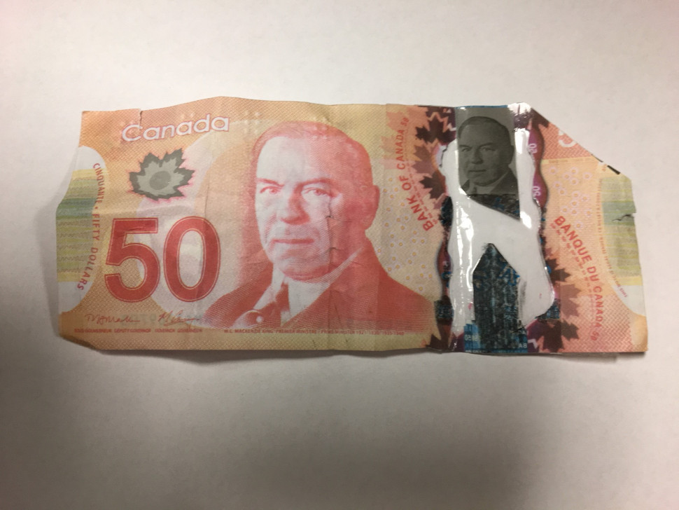 An example of a counterfeit $50 bill.