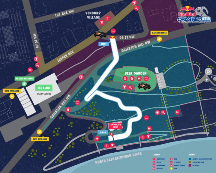 Edmonton’s Red Bull Crashed Ice 2018 site map.