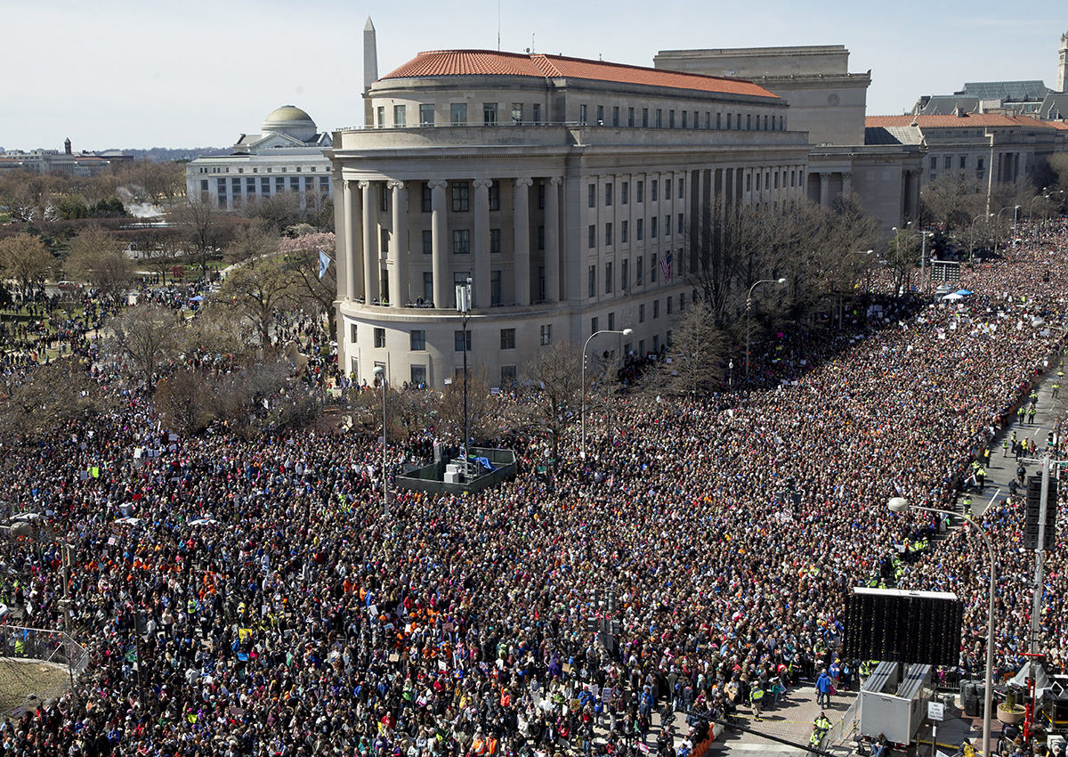 Thousands of people attend the March For Our Lives on Pennsylvania Avenue in Washington, D.C.