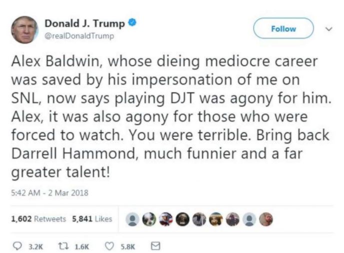 Donald Trump lashes out at ‘Alex’ Baldwin on Twitter over ‘SNL’ impersonation - image