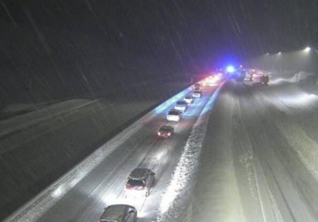 Traffic backed up amid a closure on the Coquihalla Highway.