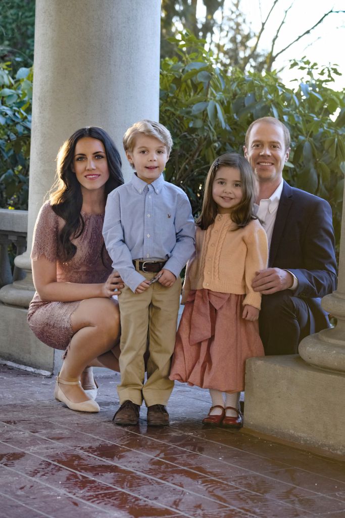 L-R: Laura Mitchell as Duchess Kate, Preston Karwat as Prince George, Briella Wintraub as Princess Charlotte and Burgess Abernathy as Prince William.
