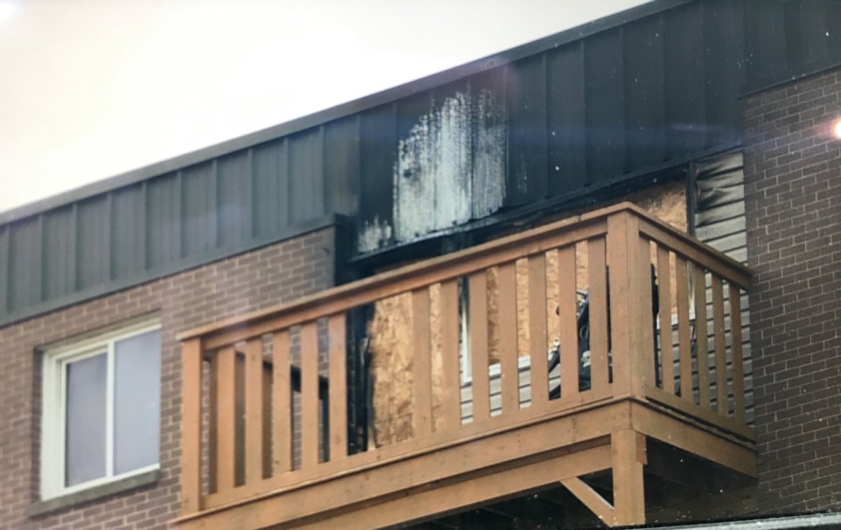 A woman had to be rescued from her third-floor balcony by firefighters following a fire in Dartmouth on March 4, 2018.