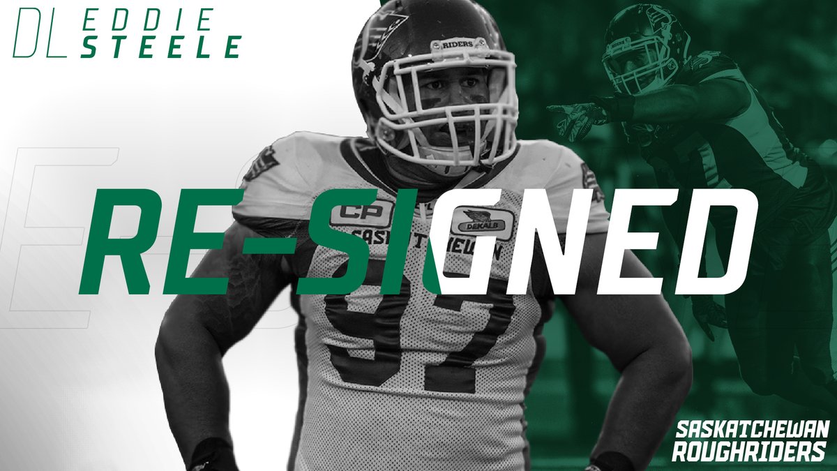 REGINA - The Saskatchewan Roughriders re-signed Canadian defensive lineman Eddie Steele to a one-year contract on March 14.