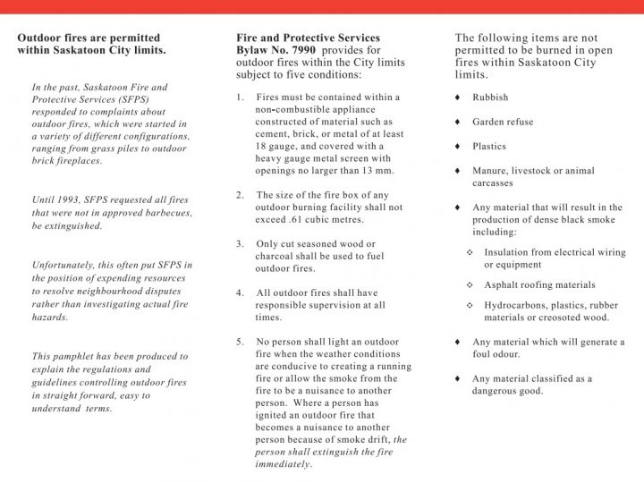 Saskatoon Fire Department’s outdoor fire bylaw.
