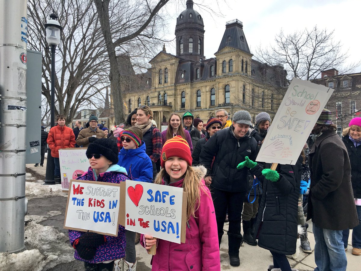 Dozens came out to the New Brunswick legislature on Saturday to show solidarity with youth across North American taking part in 'March for Our Lives' rally in Washington.