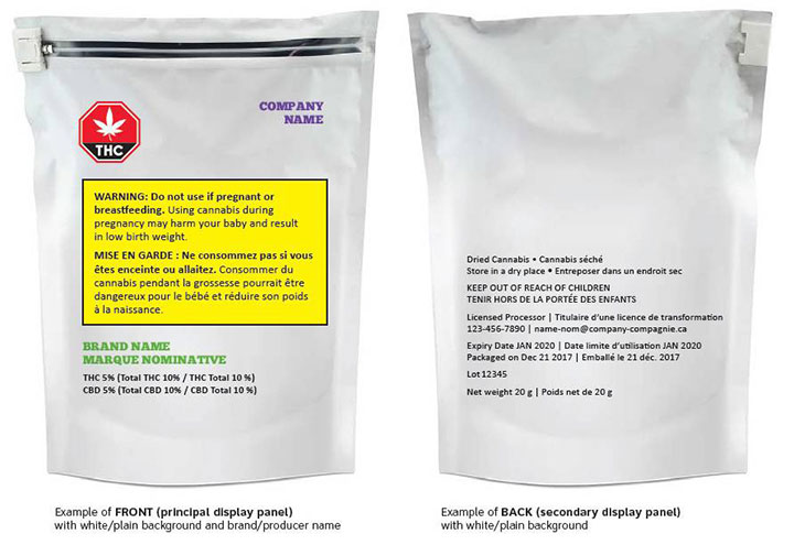 A sample of legal marijuana packaging in Canada.