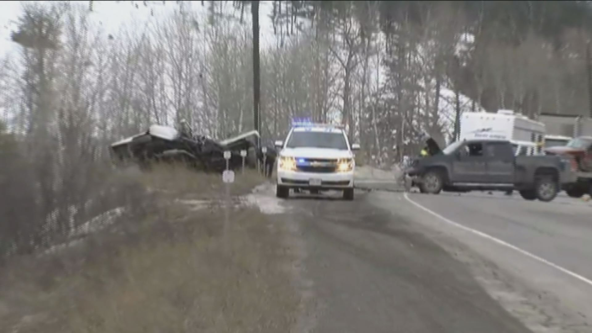 The scene of a head-on crash on Highway 1 that saw two pickup trucks crash into each other, killing one driver on March 6, 2018.