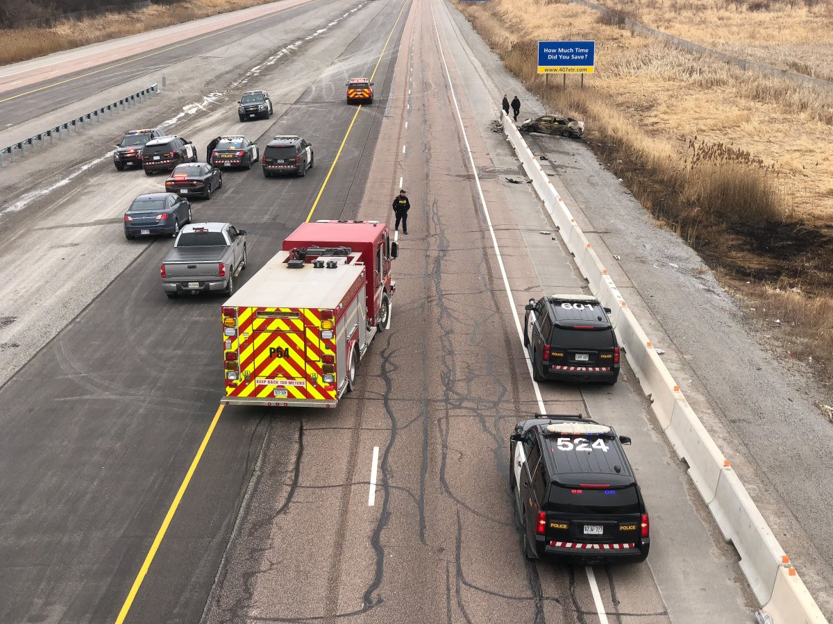 Police say one person is dead following a collision on Highway 407.