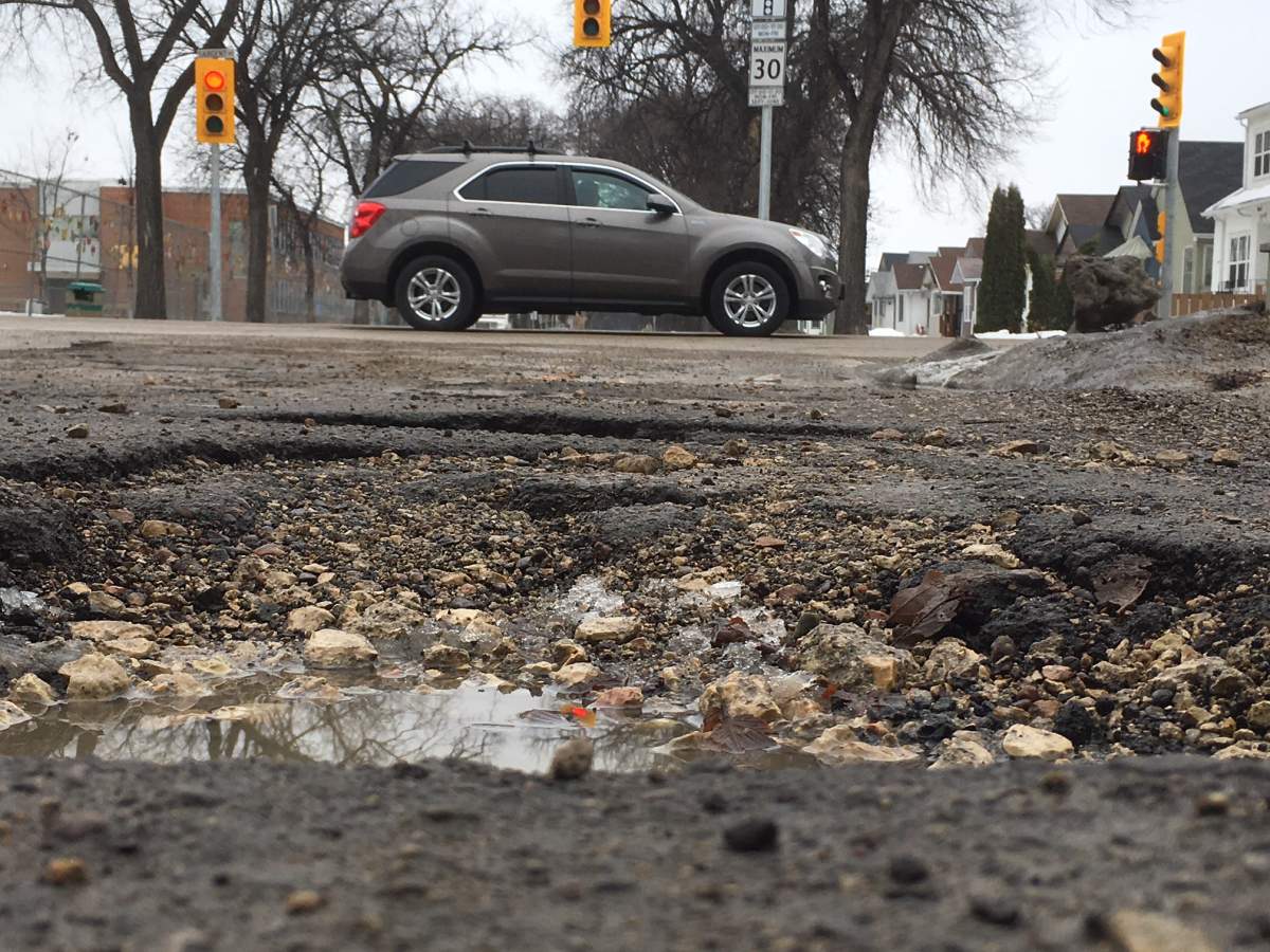 The springtime nemesis of Winnipeg drivers: potholes.