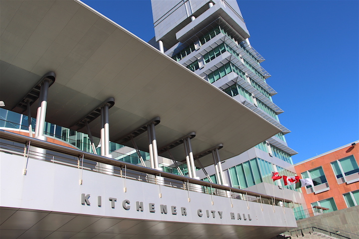 The front entrance of Kitchener City Hall.