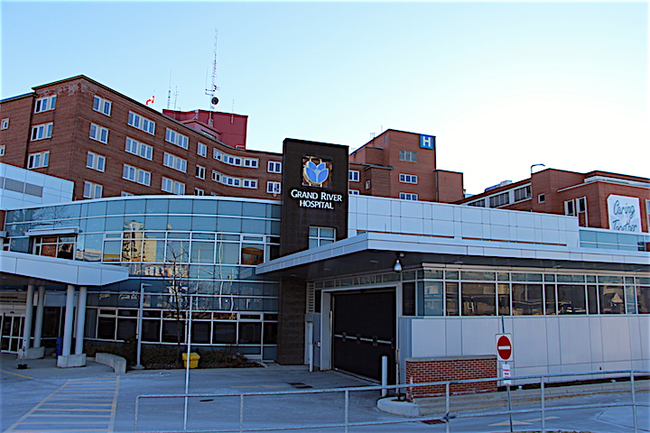 The main entrance at the Grand River Hospital in Kitchener.