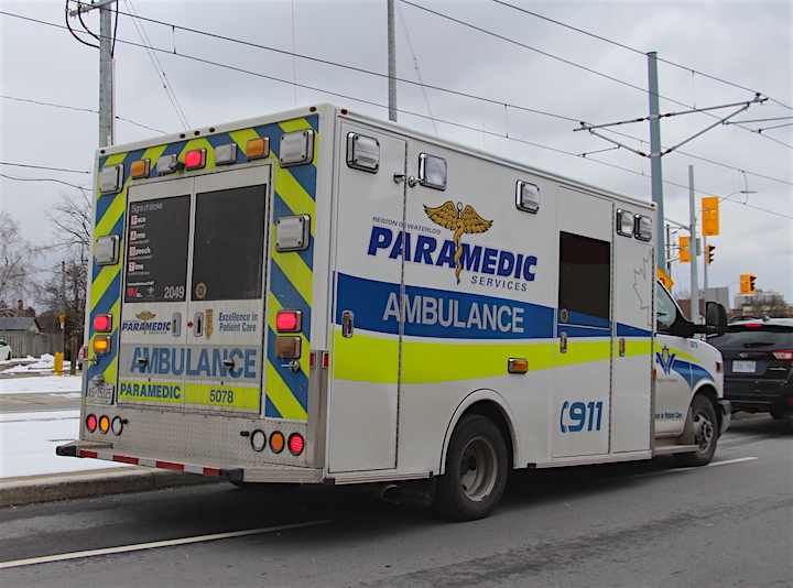 A Region of Waterloo Paramedic Services ambulance in Kitchener.