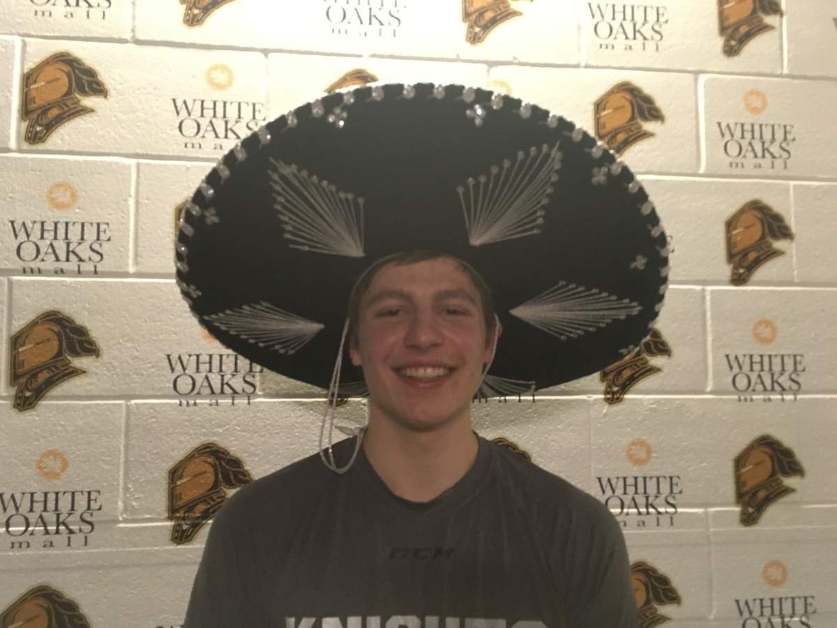 Richard Whittaker of the London Knights smiles after recording his first Ontario Hockey League hat trick in a 6-3 Knights victory over the Erie Otters.