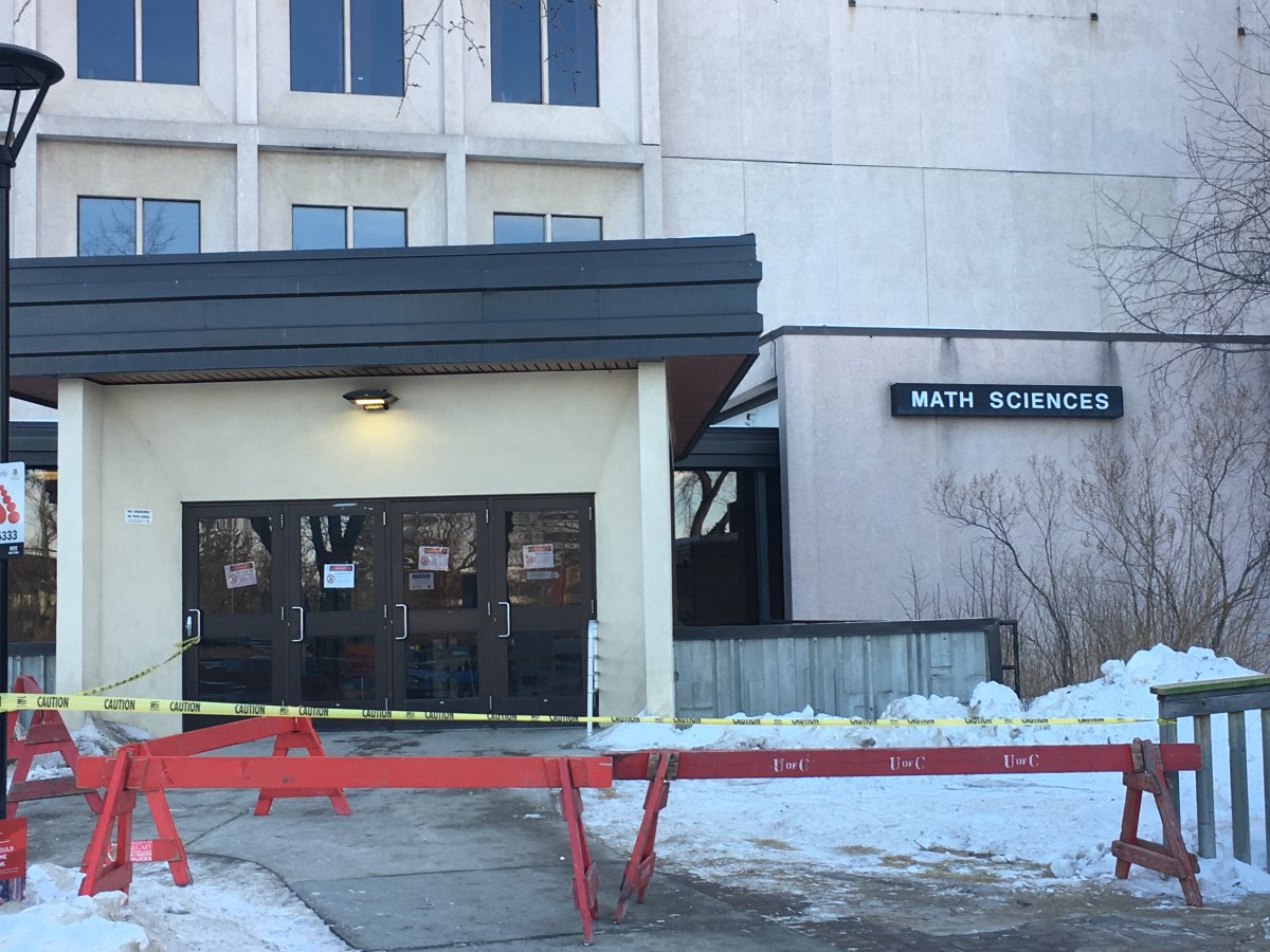 The math science building at the University of Calgary was closed on Thursday, March 1 after a garbage can fire. 