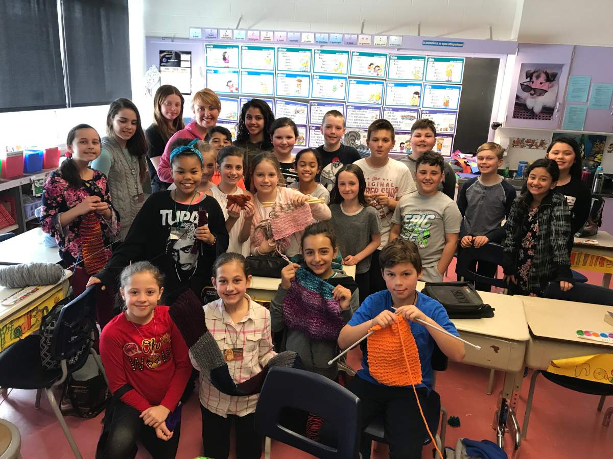 Children at Terry Fox Elementary School and their teacher, Christina George, on Wednesday, March 21, 2018.