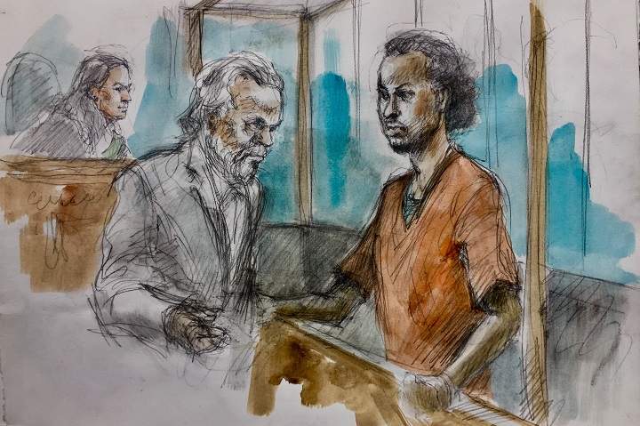 Abdirahman Islow appears in a Toronto court on March 30, 2018.