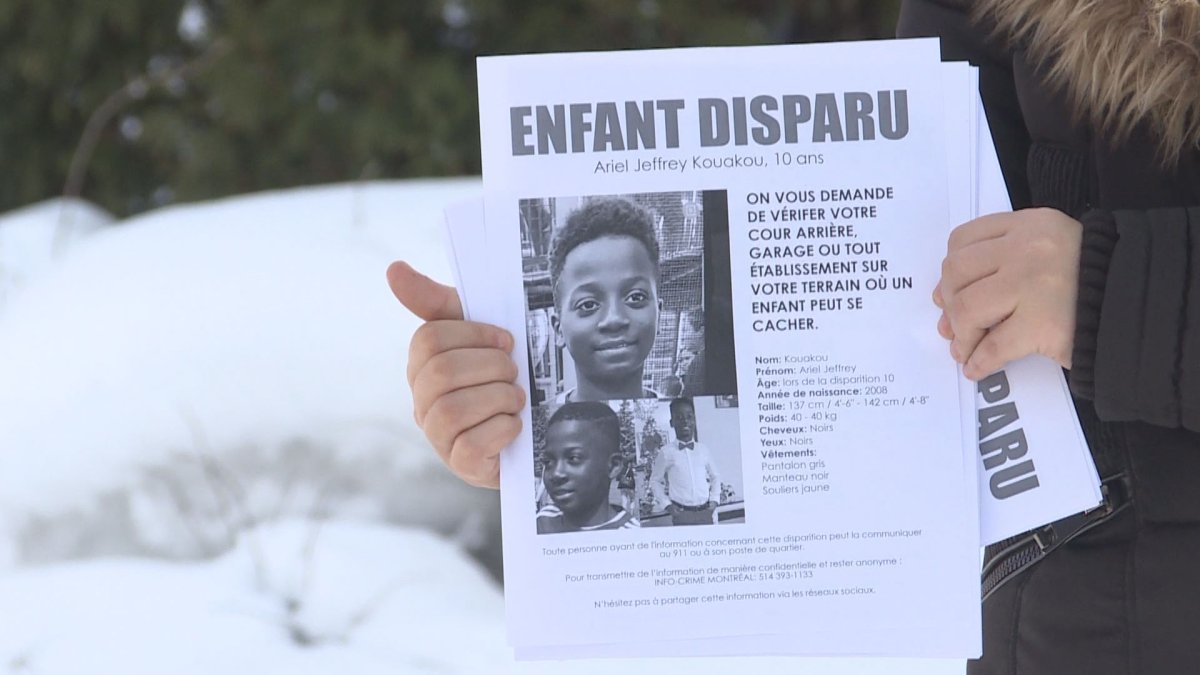 This file photo shows a flyer passed around by people searching for Ariel Jeffrey Kouakou, on March 15, 2018.
