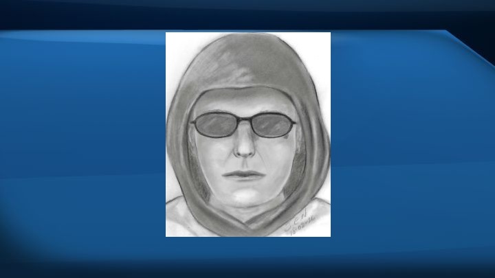 Composite sketch of the suspect in a robbery at the Healthcheck Pharmacy in Leduc, Alta. on Feb. 26, 2018.