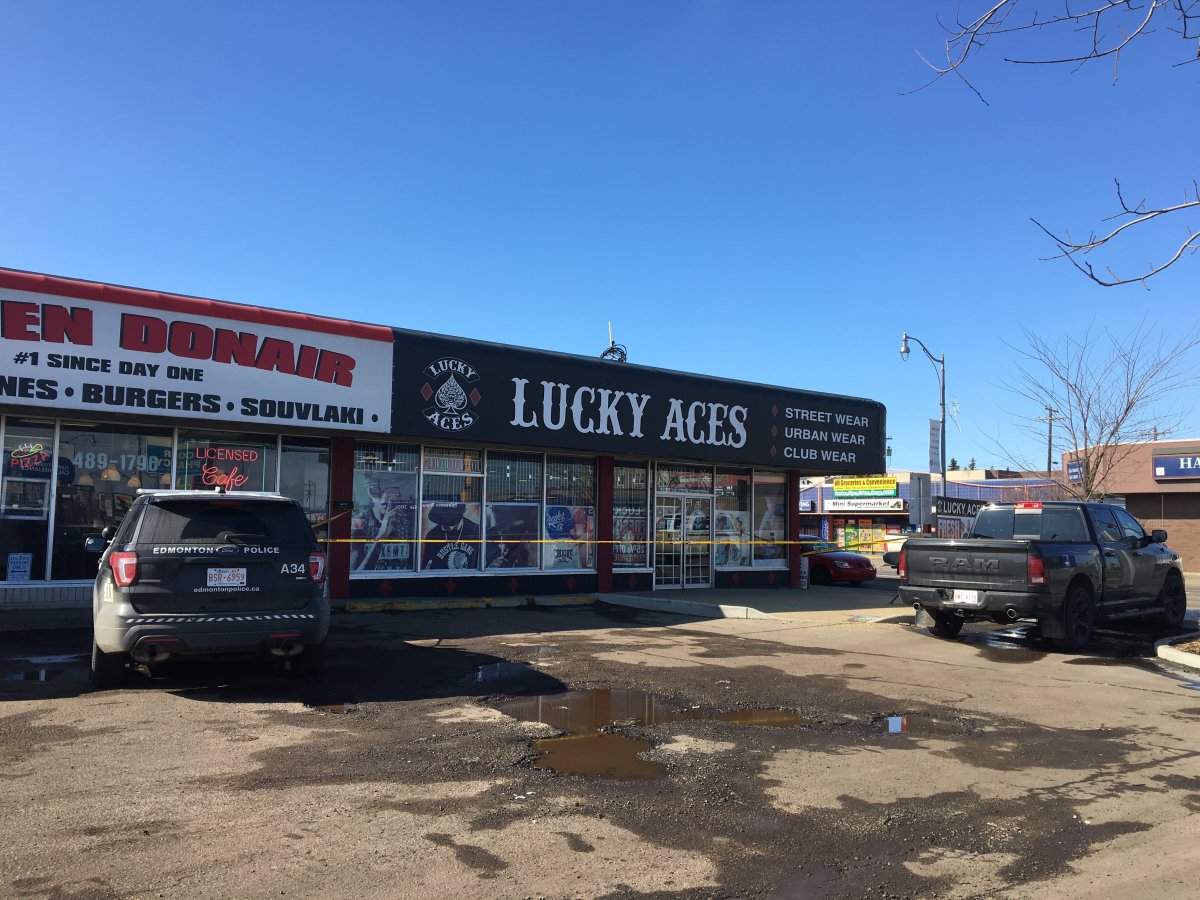 One man was taken to hospital with a gunshot would following a shooting at west Edmonton clothing store.