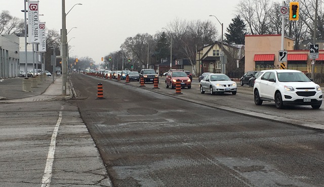 Road work on Main Street West is causing longer than normal traffic delays in West Hamilton.