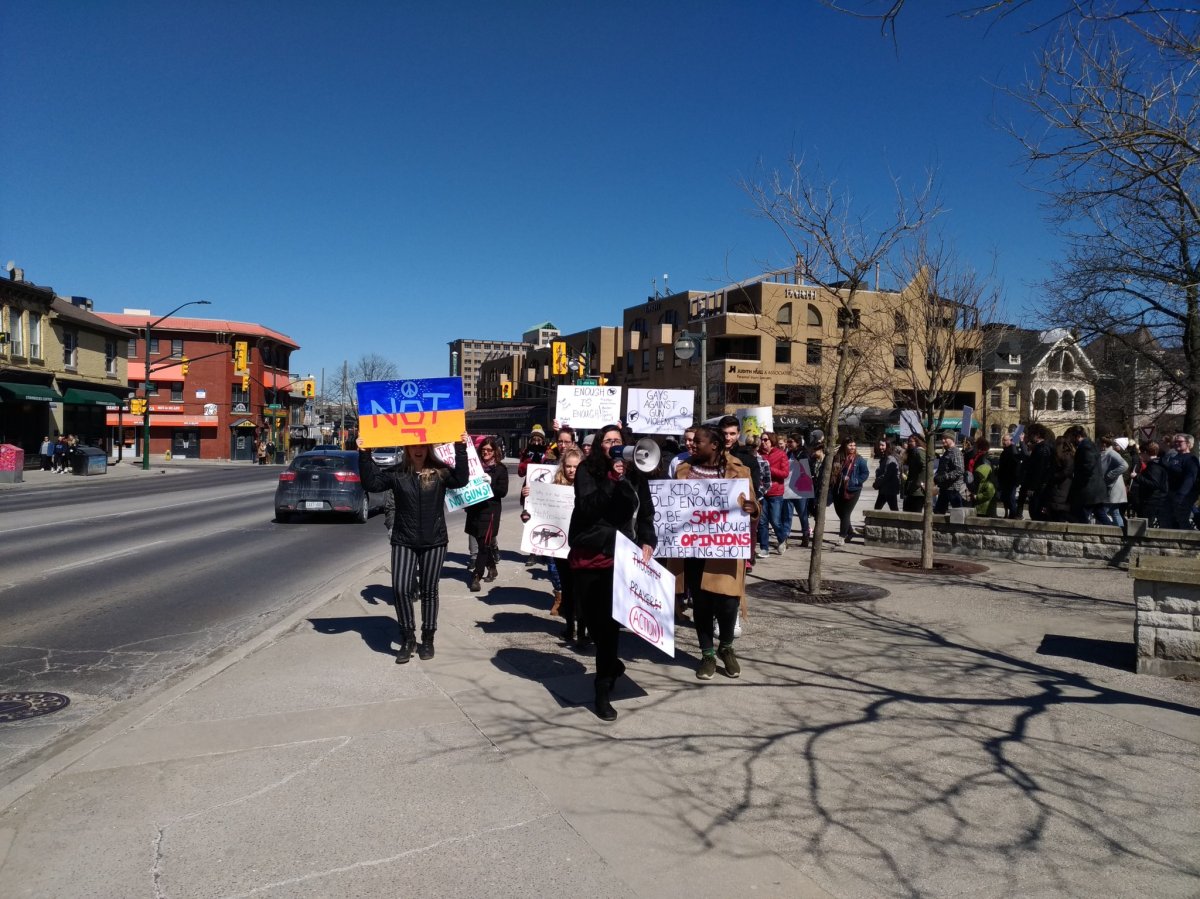 Protesters start their march around Victoria Park on Saturday, March 24, 2018.
