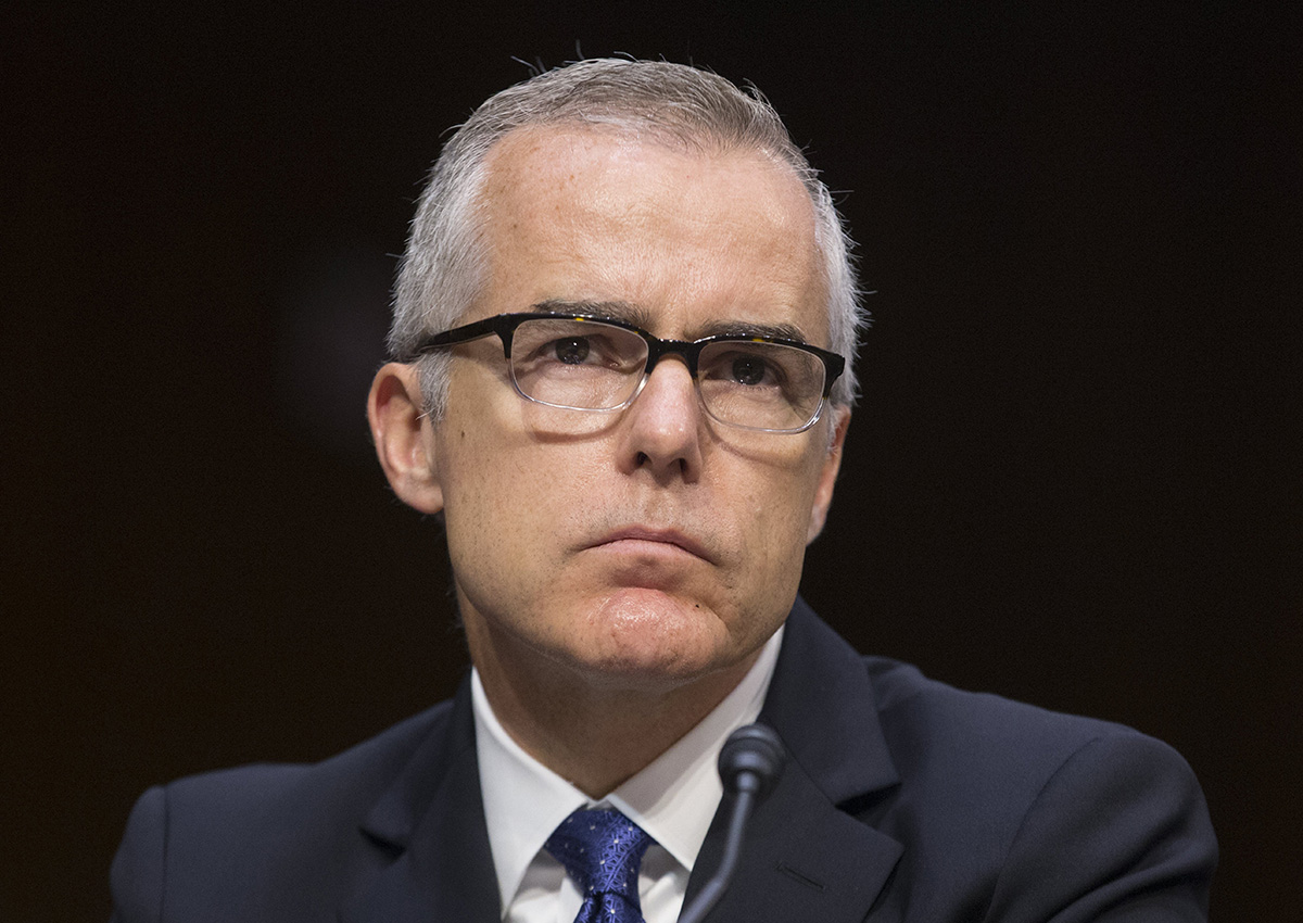 Acting FBI Director Andrew McCabe appears before the Senate Select Committee on Intelligence hearing on ‘World Wide Threats’, on Capitol Hill in Washington.