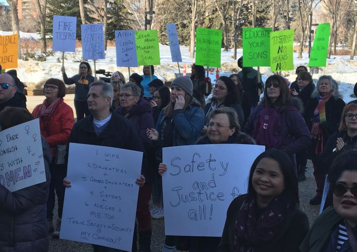 A rally was held at the Alberta legislature on Saturday afternoon that was aimed at supporting survivors of sexual assault and sexual harassment.