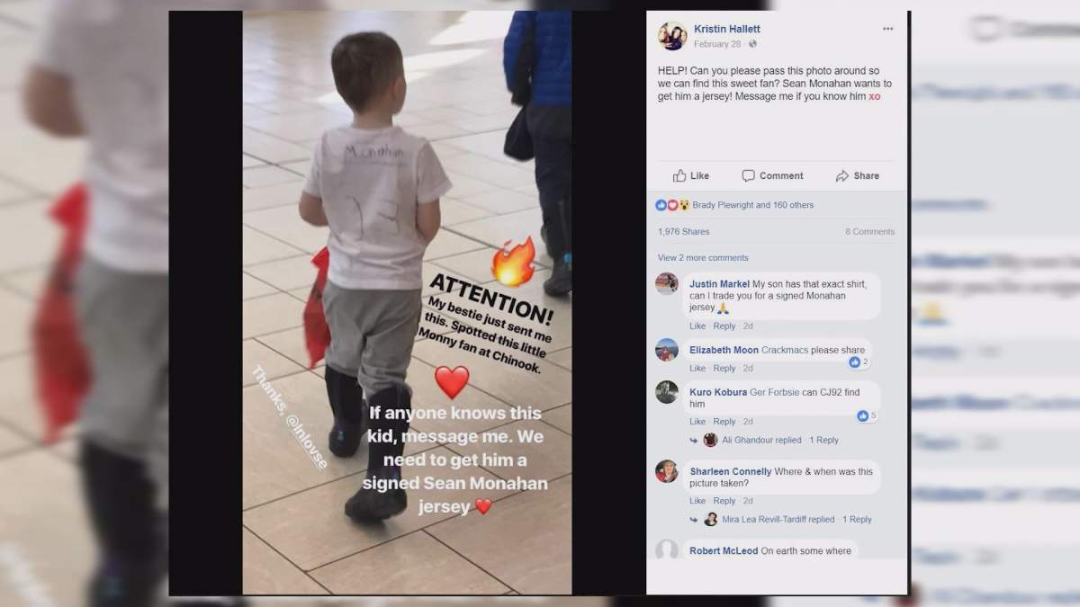 Eton Miles gets up close with the Calgary Flames.