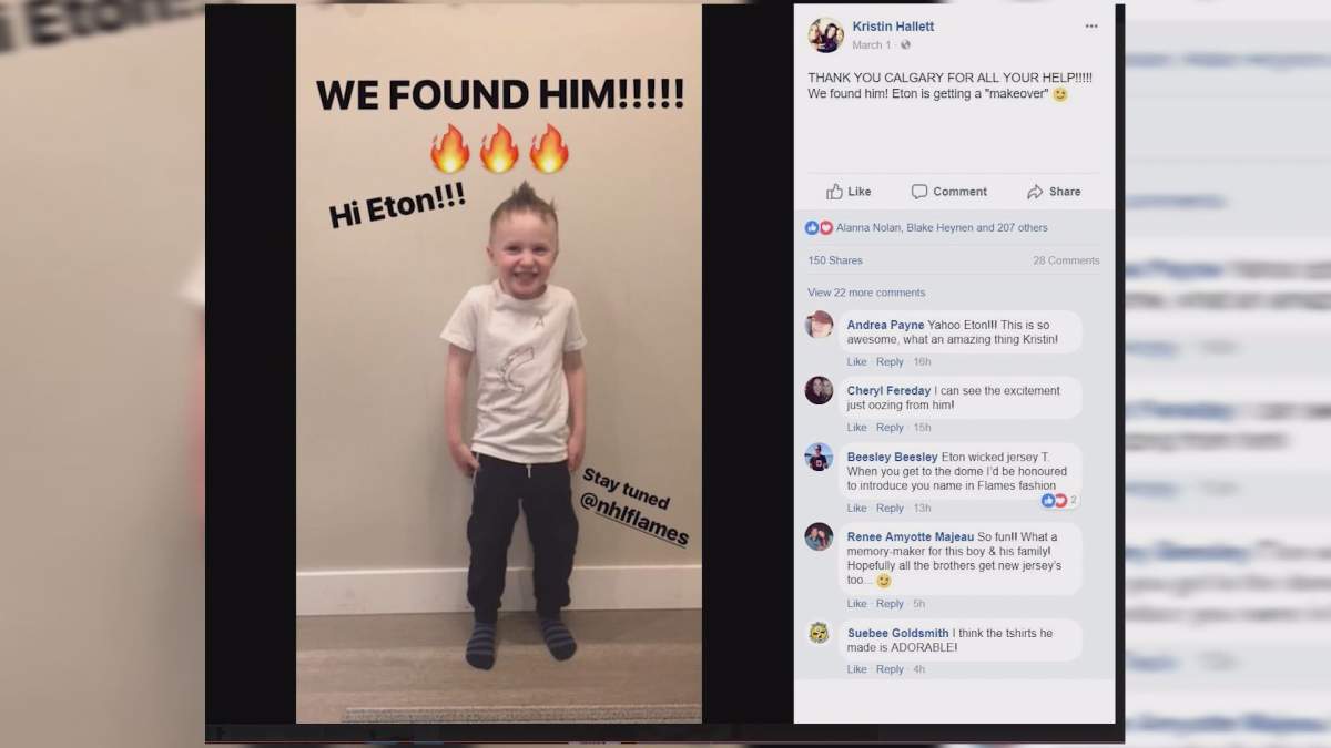 Eton Miles gets up close with the Calgary Flames.