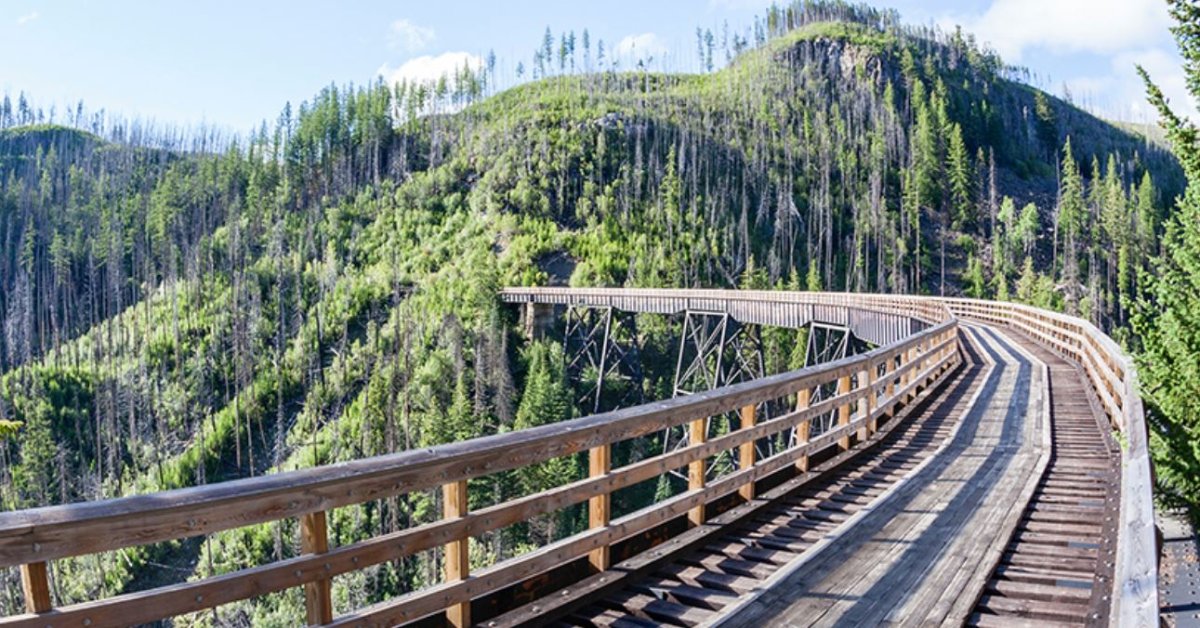 Built by the CPR in 1914, abandoned in 1980, the Myra Canyon Trestles were restored by volunteers beginning in 1993. 