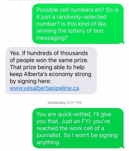 Alberta NDP says text messages to ‘random mobile numbers’ are just another outreach method - image