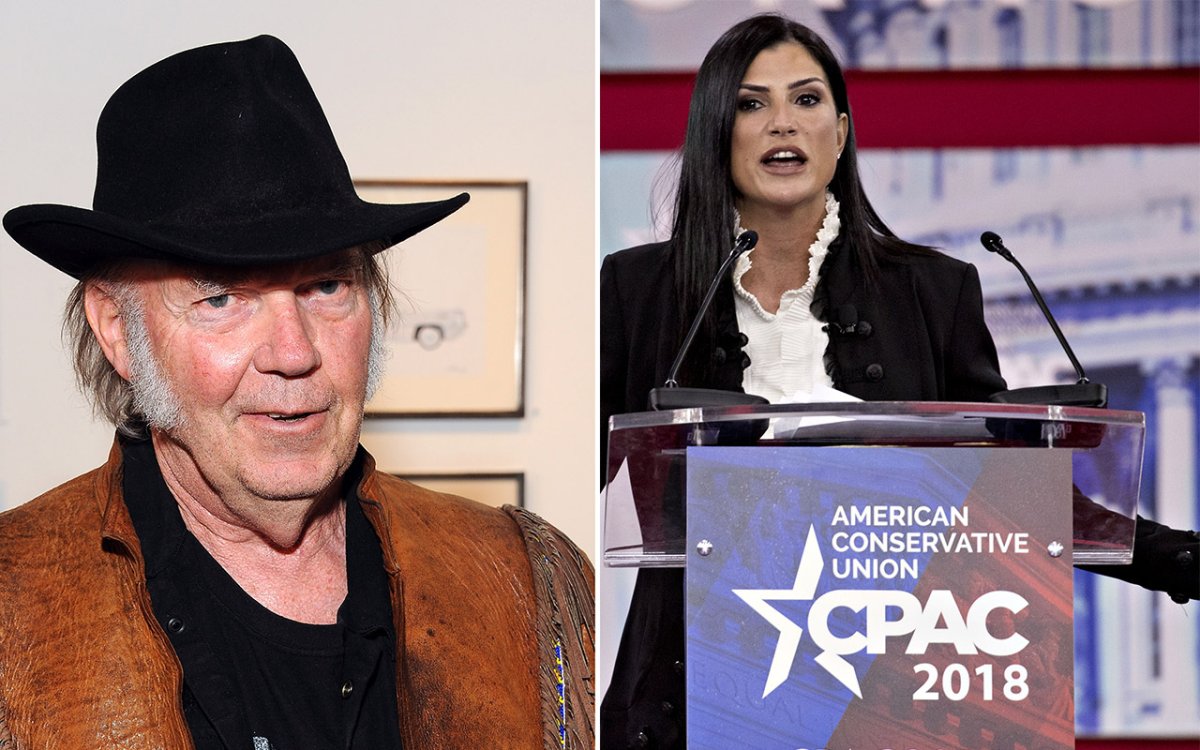 (L-R): Musician Neil Young and NRA spokesperson Dana Loesch.