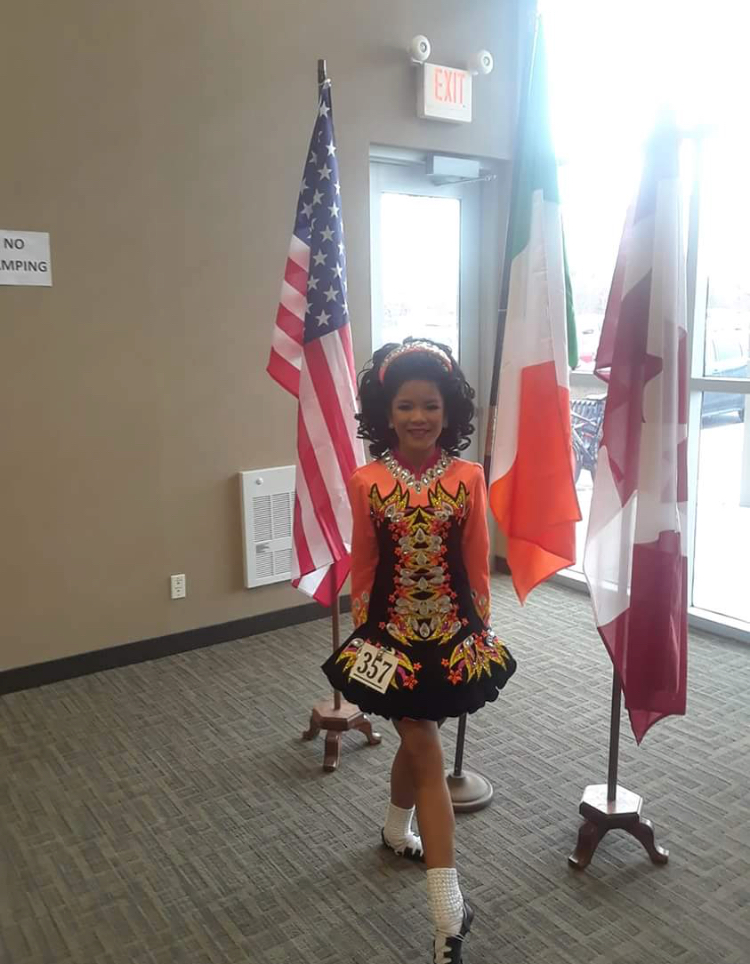 Sarah Obbema following a recent Irish Dance competition in Chatham.