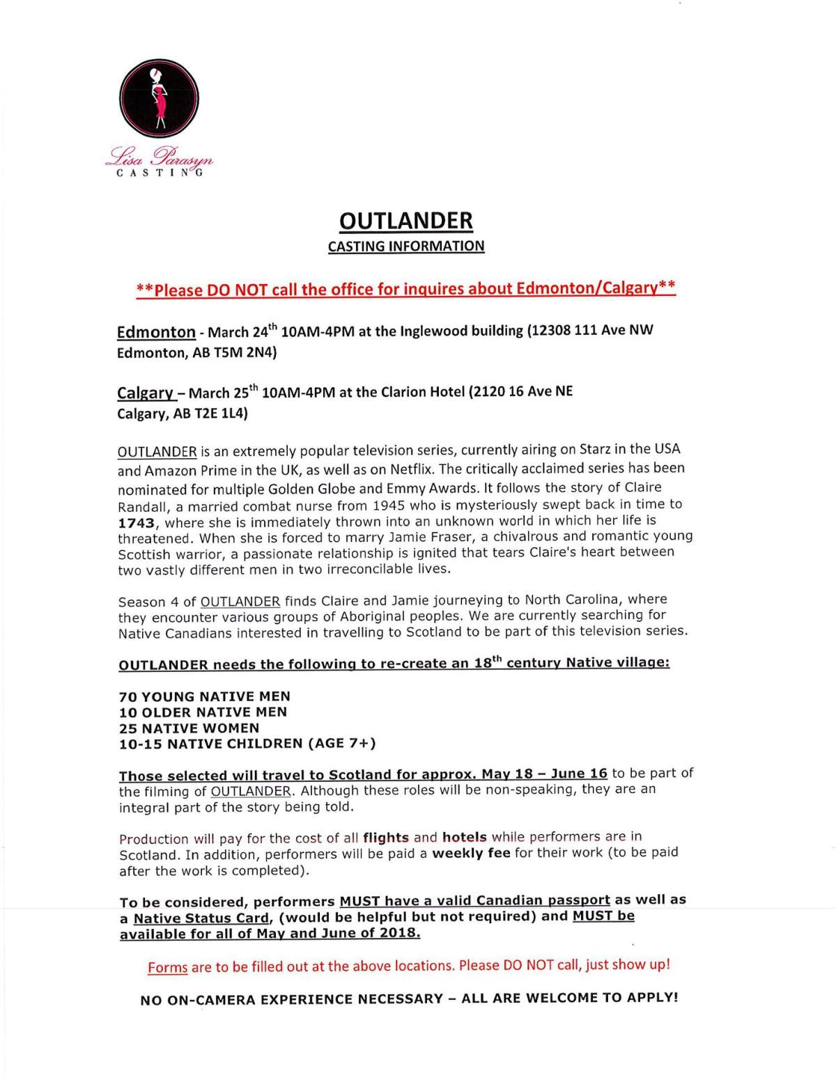 Want to be in Outlander? Actors sought in Edmonton, Calgary for Scotland production - image