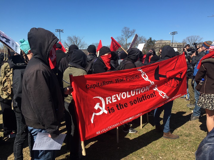 Protesters in Hamilton on Sunday.