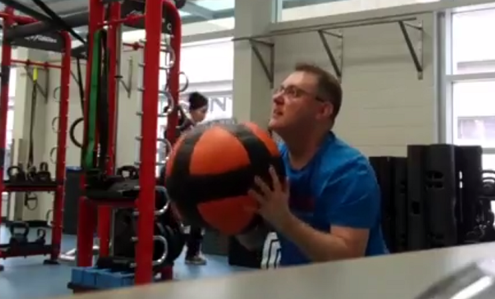 Reid Wilkins completes a workout in Week 11 of the YMCA Community Fitness Challenge.