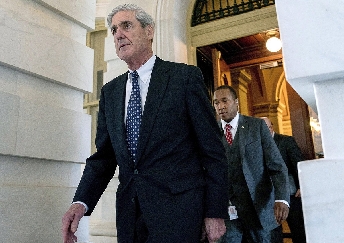 In this June 21, 2017, file photo, former FBI Director Robert Mueller, the special counsel probing Russian interference in the 2016 election, departs Capitol Hill following a closed door meeting in Washington.  