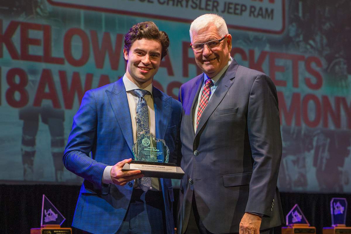 Dillon Dube was given the President's Award, which recognizes significant accomplishments. It's a new award, but it won't be given out every year.