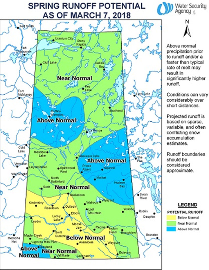 March 2018 spring runoff forecast for Saskatchewan.