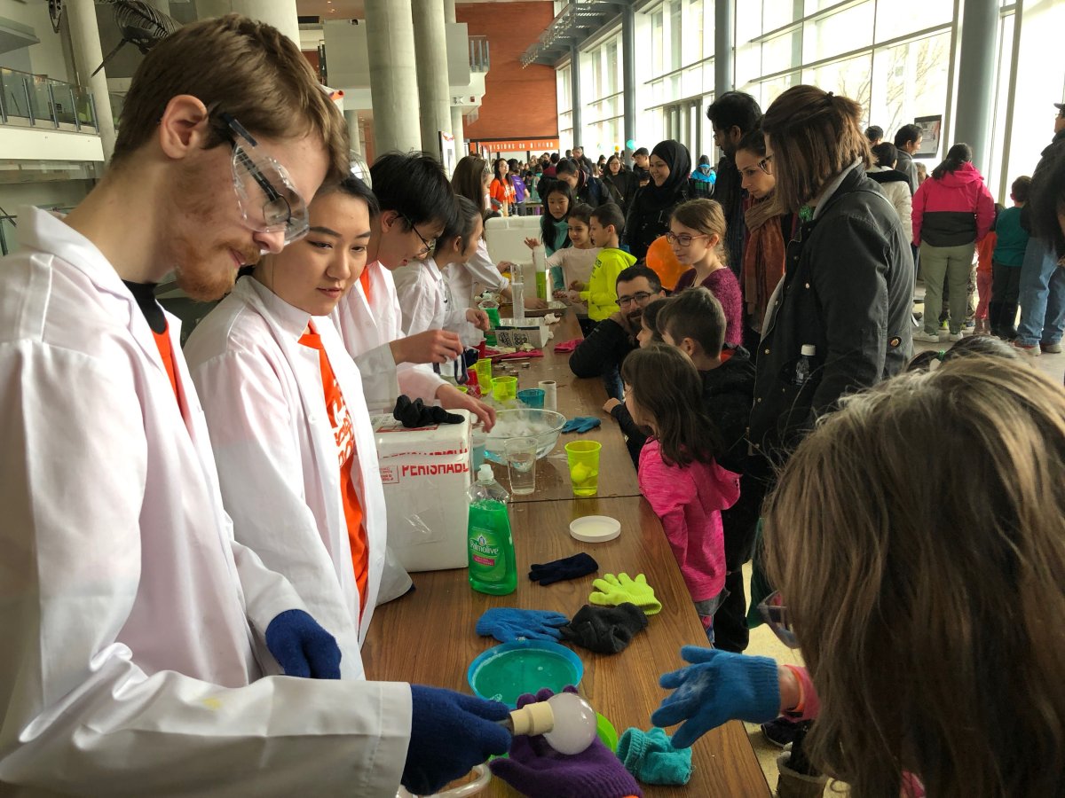 Young students participates in the University of Alberta's Science Fun Day, Saturday, March 17, 2018. 