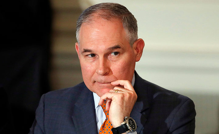 In this Feb. 12, 2018 file photo, Environmental Protection Agency Administrator Scott Pruitt attends a meeting at the White House in Washington. 