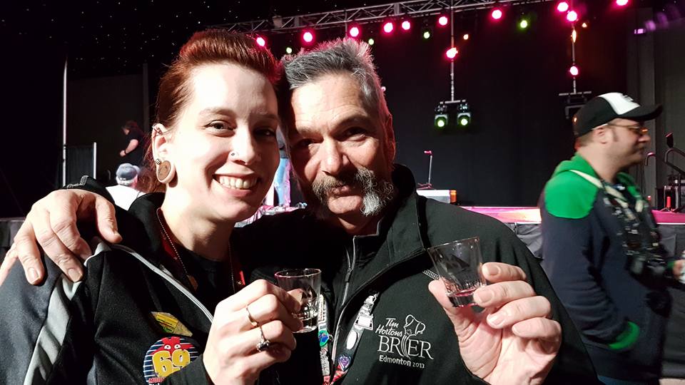 Sheila and Doug McNulty celebrate their love for curling in the Patch at last year's Tim Hortons Brier in St. John's, N.L.